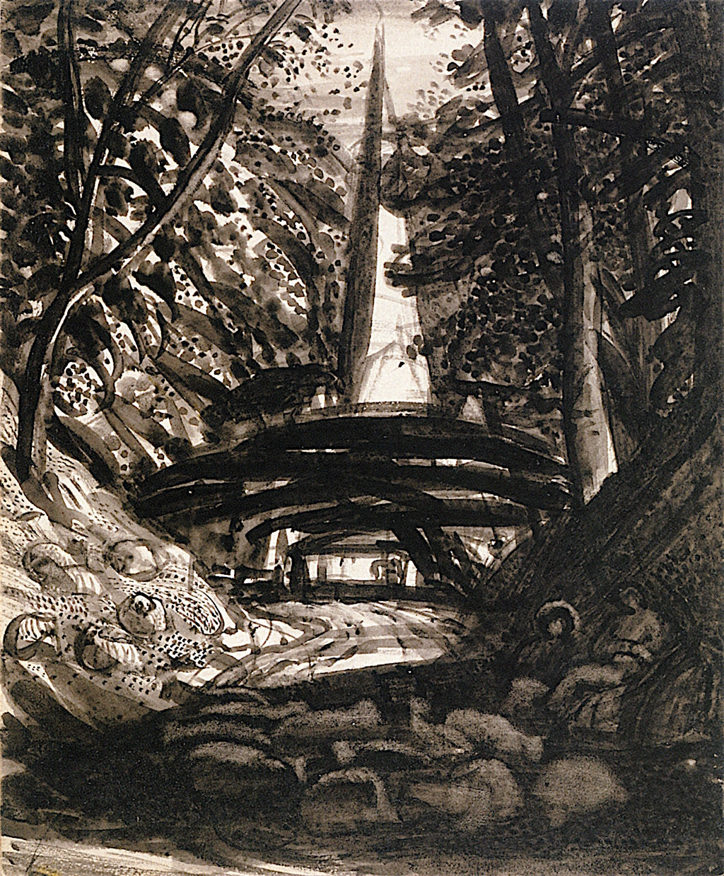 A Country Road Leading towards a Church, vintage artwork by Samuel Palmer, A3 (16x12") Poster Print