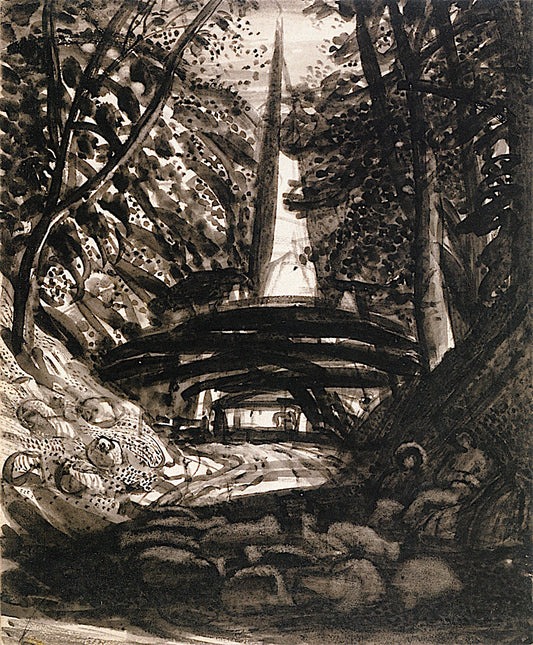 A Country Road Leading towards a Church, vintage artwork by Samuel Palmer, A3 (16x12") Poster Print