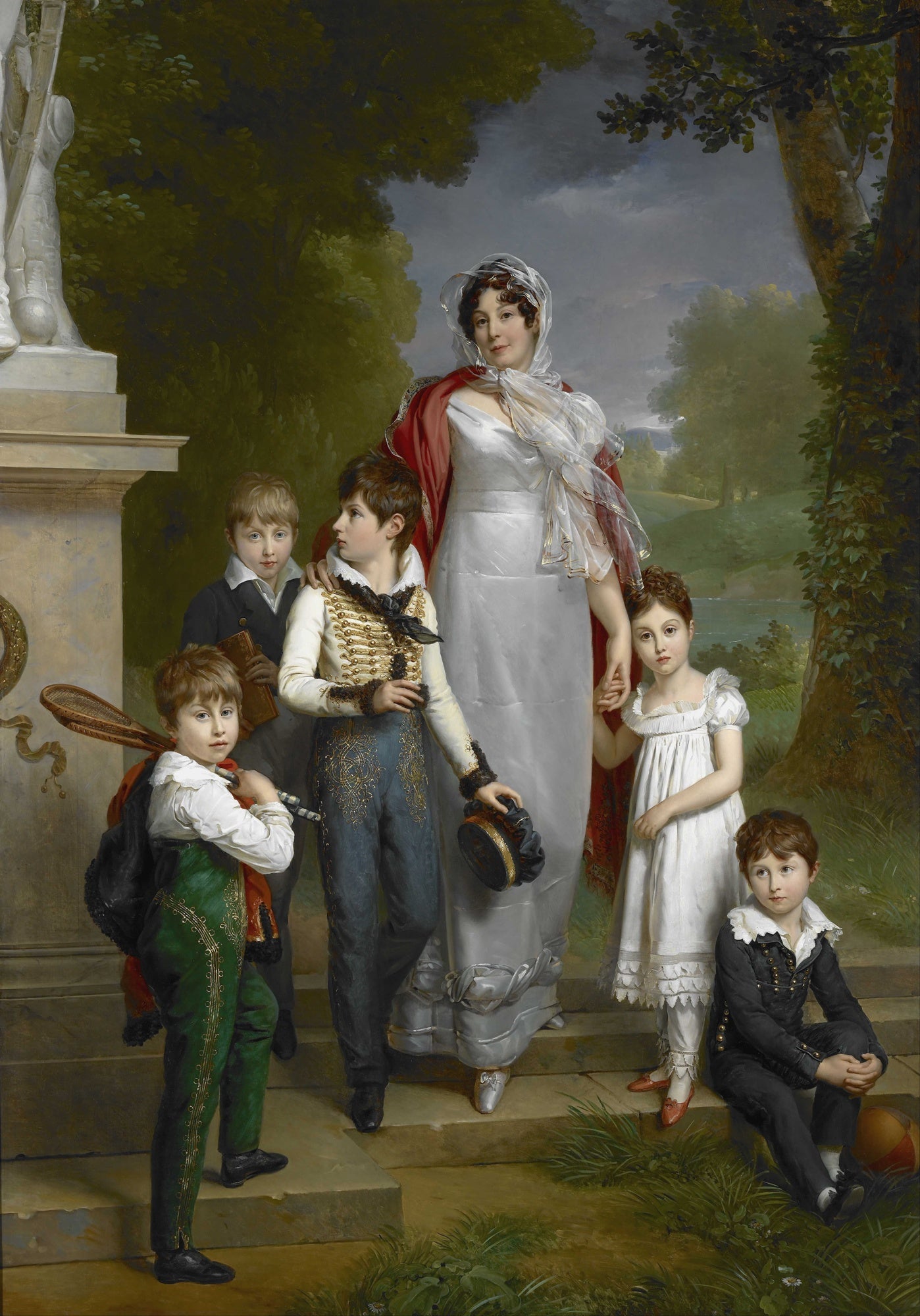 Portrait of Duchess of Montebello, with her Children, vintage artwork by François Gerard, 12x8" (A4) Poster