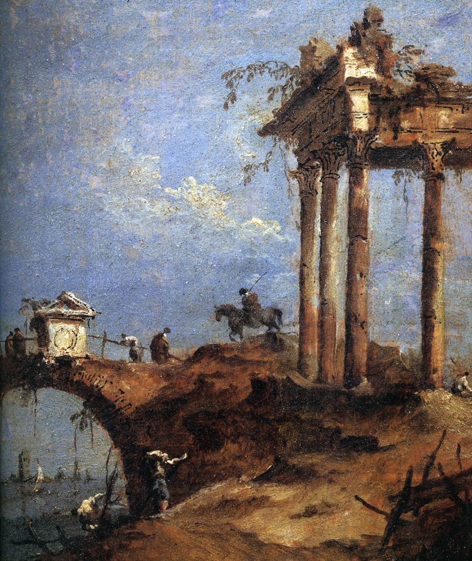 Capriccio:  Lagoon and Ruins, vintage artwork by Francesco Guardi, 12x8" (A4) Poster