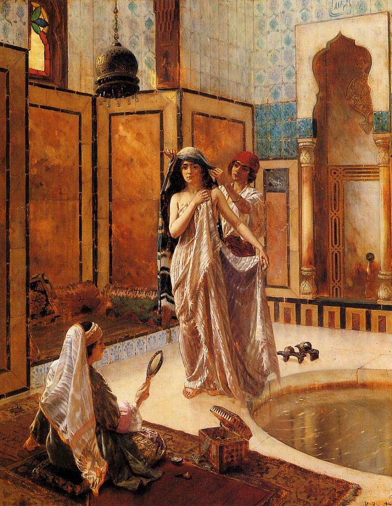 The Harem Bath, vintage artwork by Rudolf Ernst, 12x8" (A4) Poster