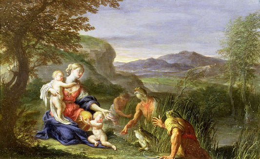 Latona and the Frogs, vintage artwork by Francesco Trevisani, 12x8" (A4) Poster