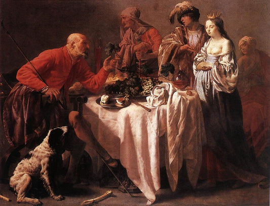 Jacob Reproaching Laban, vintage artwork by Hendrick Terbrugghen, 12x8" (A4) Poster