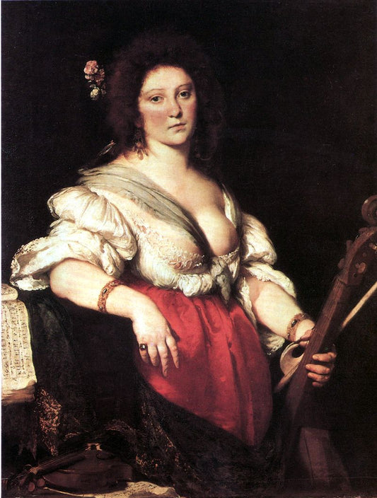 The Viola da Gamba Player, vintage artwork by Bernardo Strozzi, 12x8" (A4) Poster