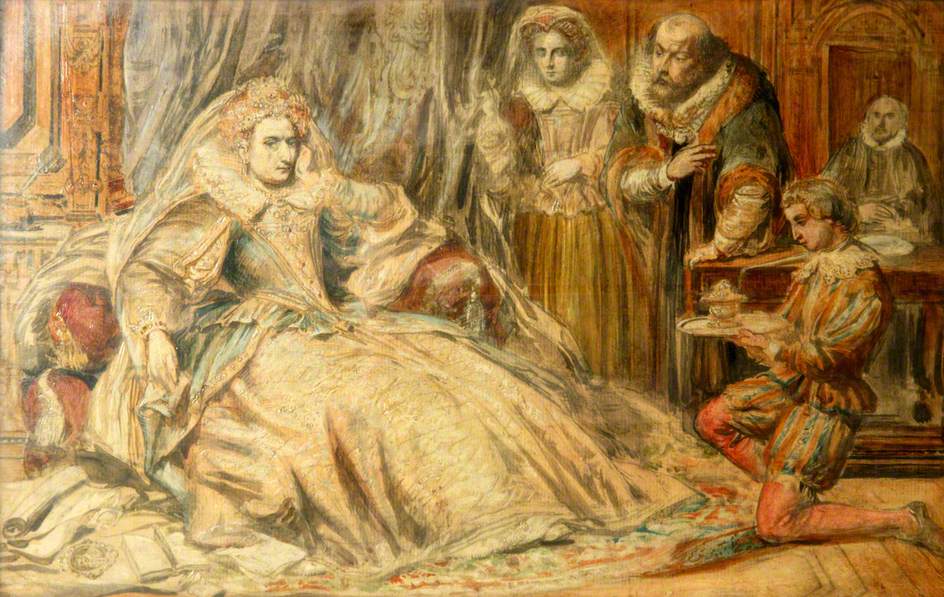 Elizabeth I and Courtiers, vintage artwork by William Powell Frith, A3 (16x12") Poster Print