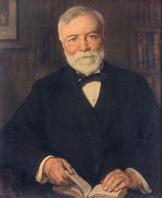 Andrew Carnegie (Scottish-born American, 1835-1919), vintage artwork by Francis Luis Mora, 12x8" (A4) Poster