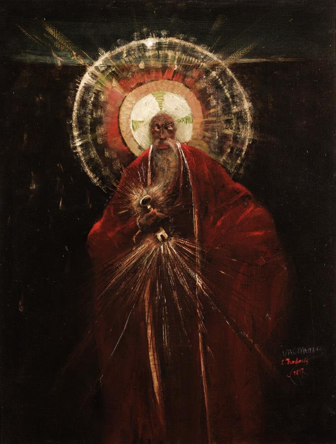 The Keeper of the Heavenly Key, vintage artwork by Leon  Frederic, 12x8" (A4) Poster