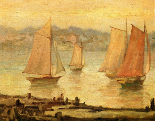 Departing Fleet, vintage artwork by Maurice Braun, 12x8" (A4) Poster