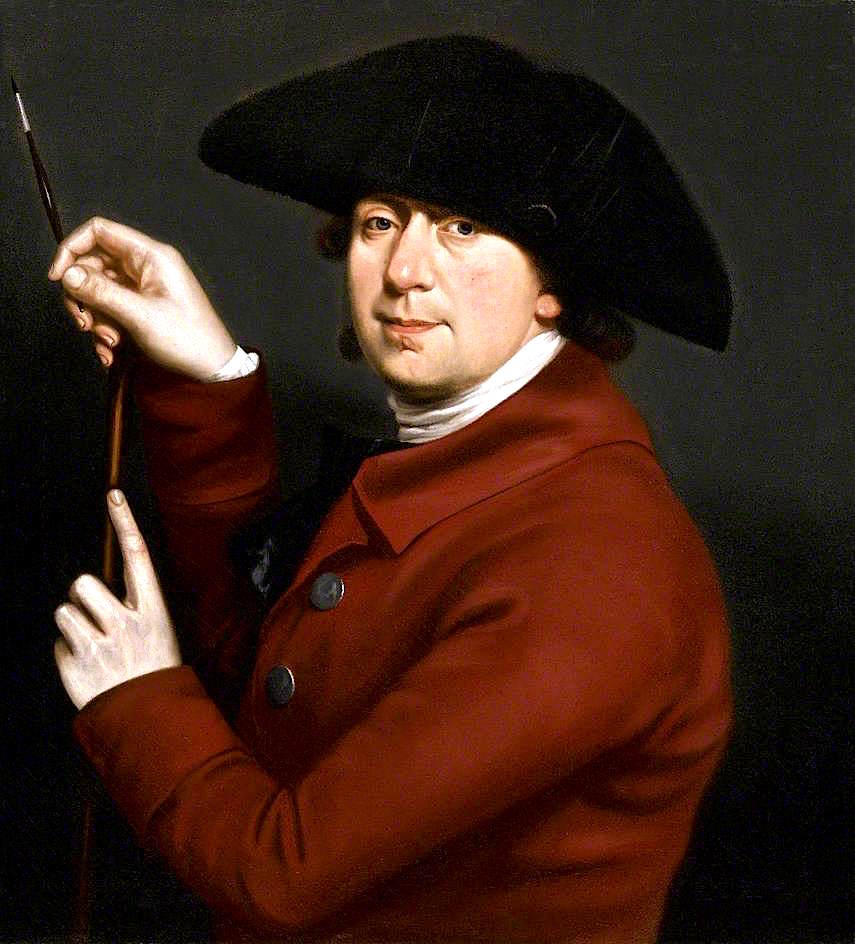 Self Portrait with Mahl Stick and Brush, vintage artwork by Attributed to Richard Cosway, 12x8" (A4) Poster