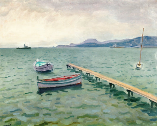 The Arrival of the Mail Boat, Porquerolles, vintage artwork by Albert Marquet, 12x8" (A4) Poster