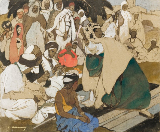 Algerian Dancer (Ouled-Nail), vintage artwork by Leon Cauvy, 12x8" (A4) Poster