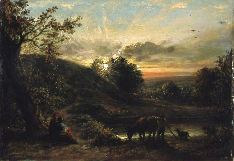 Landscape in Surrey, vintage artwork by John Linnell, A3 (16x12") Poster Print