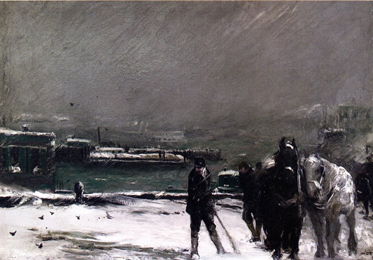 Docks in Winter by George Wesley Bellows,16x12(A3) Poster