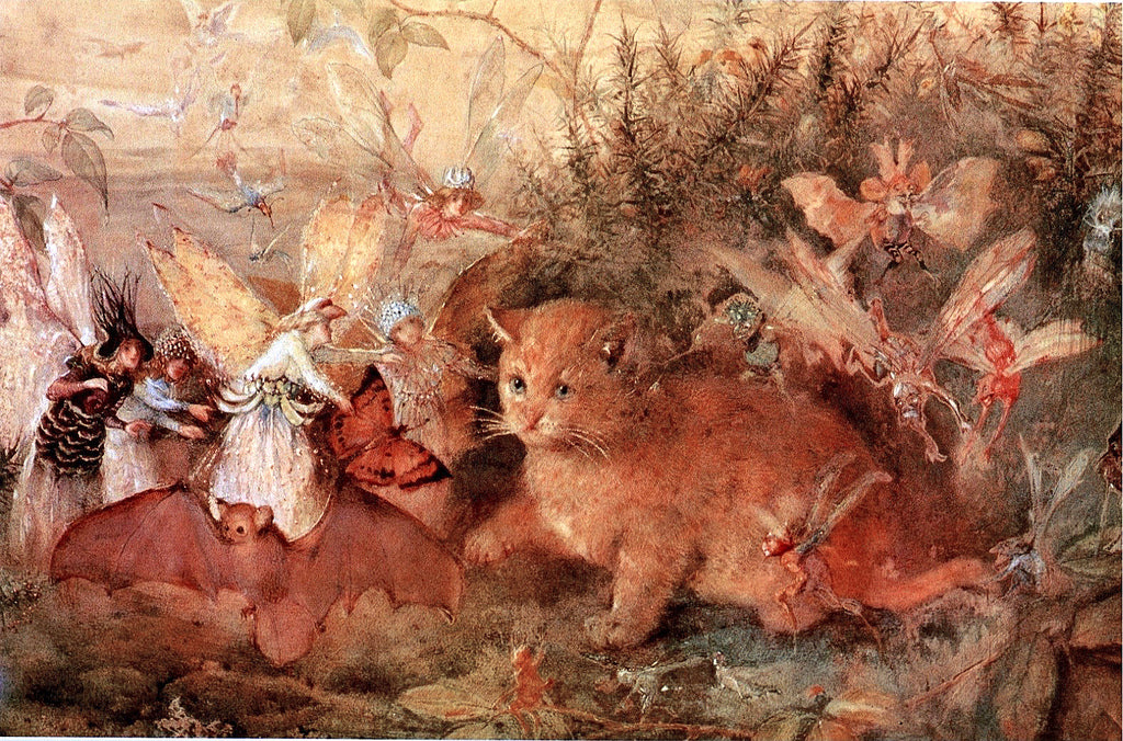 Cat among the Fairies, vintage artwork by John Anster Christian Fitzgerald, A3 (16x12") Poster Print