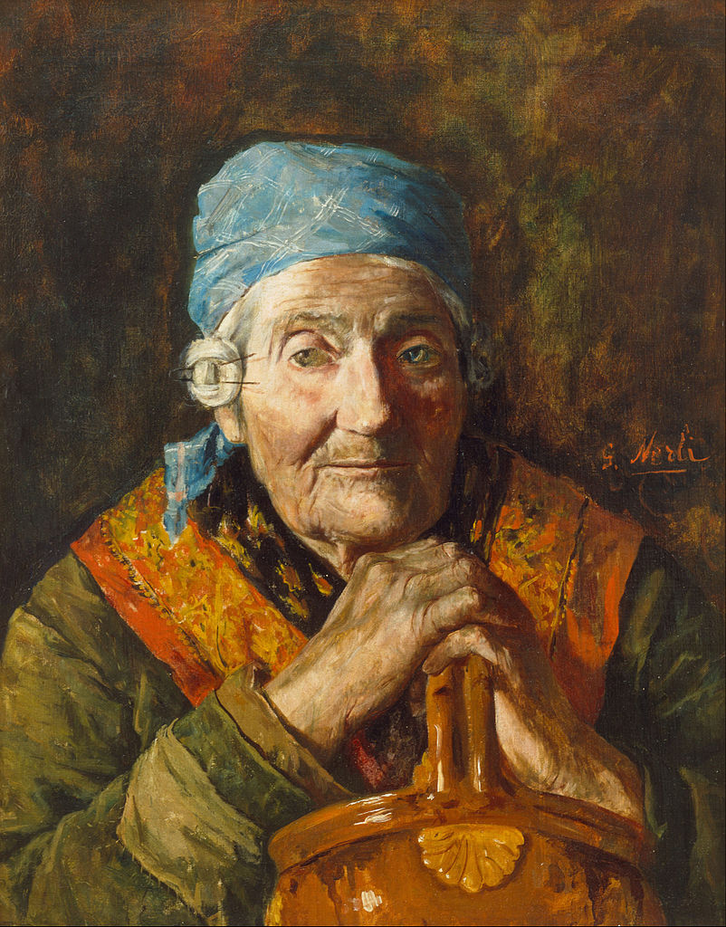 An old woman (study), vintage artwork by Girolamo Pieri Pecci Ballati Nerli, 12x8" (A4) Poster