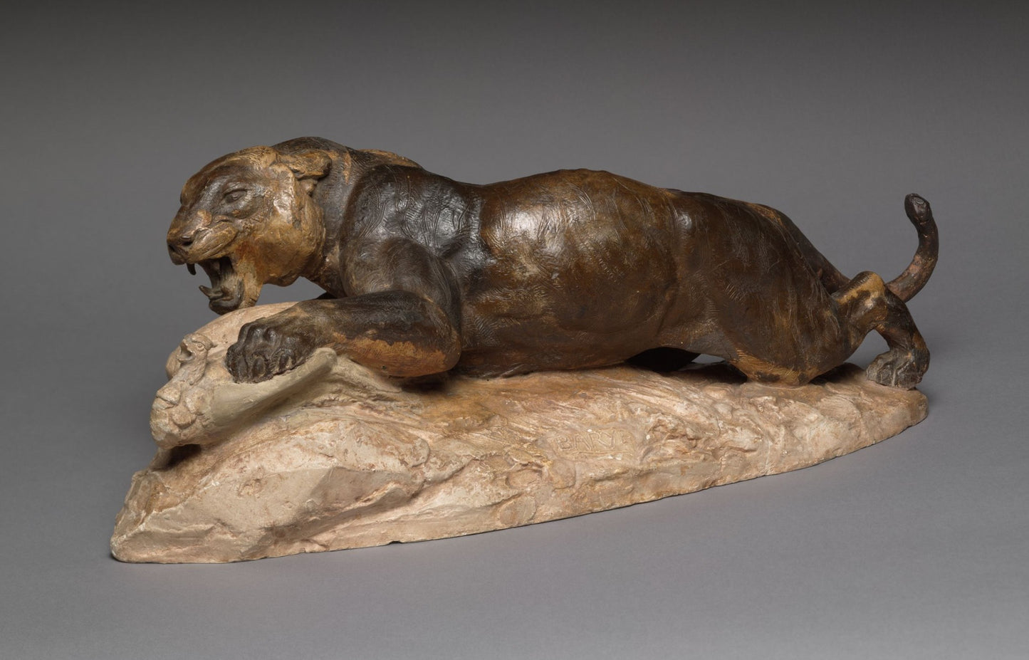 Tiger Attacking a Peacock, vintage artwork by Antoine-Louis Barye, A3 (16x12") Poster Print