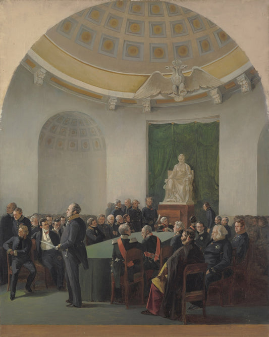 Gathering at the Academy of Arts in 1839, vintage artwork by Adolf Ignatevich Ladurner, A3 (16x12") Poster Print