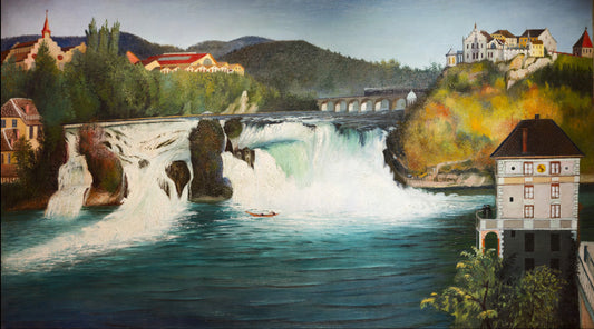 Waterfall in Schaffhausen, vintage artwork by Tivadar Csontvary Kosztka, 12x8" (A4) Poster