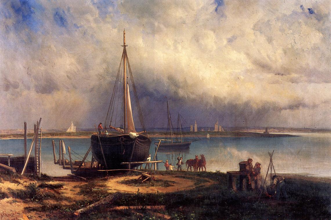 View of City Island, vintage artwork by Frederick Rondel, 12x8" (A4) Poster