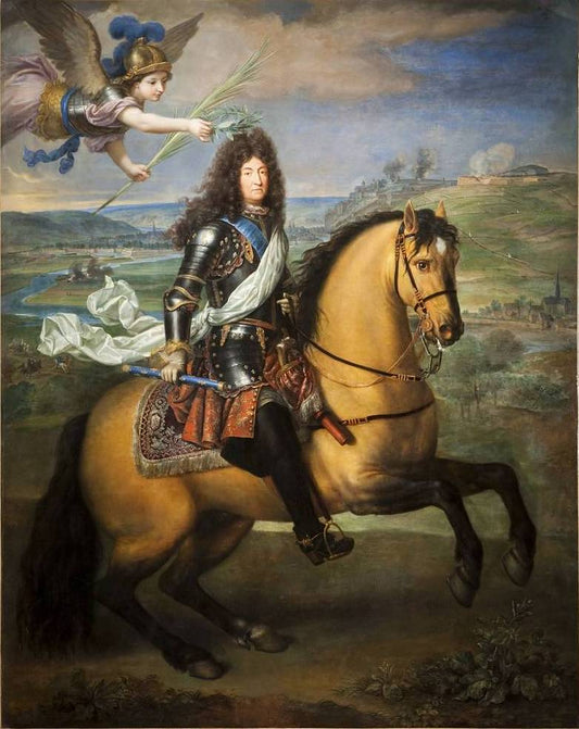 Louis XIV on Horseback, vintage artwork by Rene-Antoine Houasse, 12x8" (A4) Poster