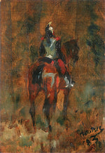 Cuirassier with Horse, from Behind (sketch), vintage artwork by Henri de Toulouse-Lautrec, 12x8" (A4) Poster