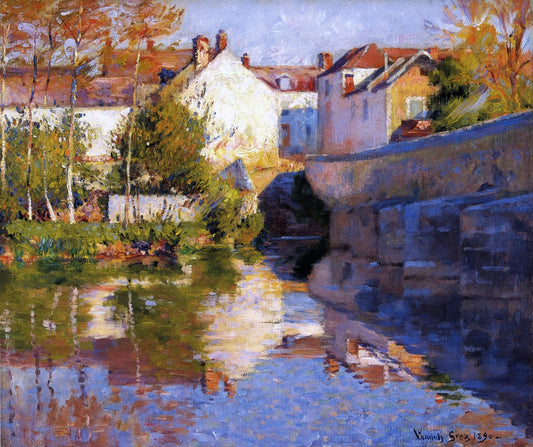 Beside the River (Grez), vintage artwork by Robert Vonnoh, 12x8" (A4) Poster
