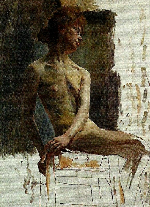 Study of a Model, vintage artwork by Carl Wilhelm Wilhelmson, 12x8" (A4) Poster