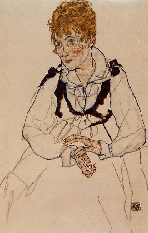 Frau Schiele, vintage artwork by Egon Schiele, 12x8" (A4) Poster