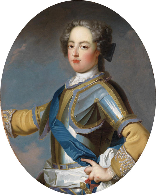 Portrait of Louis XV, King of France, vintage artwork by Workshop of Jean-Baptiste Van Loo, 12x8" (A4) Poster