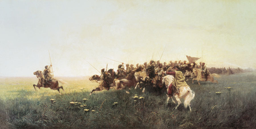 e Attack of Cossacks in the Steppe by Franc Alekseevich Rubo,A3(16x12")Poster