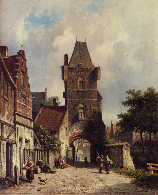 In the Village, vintage artwork by Adrianus Eversen, A3 (16x12") Poster Print