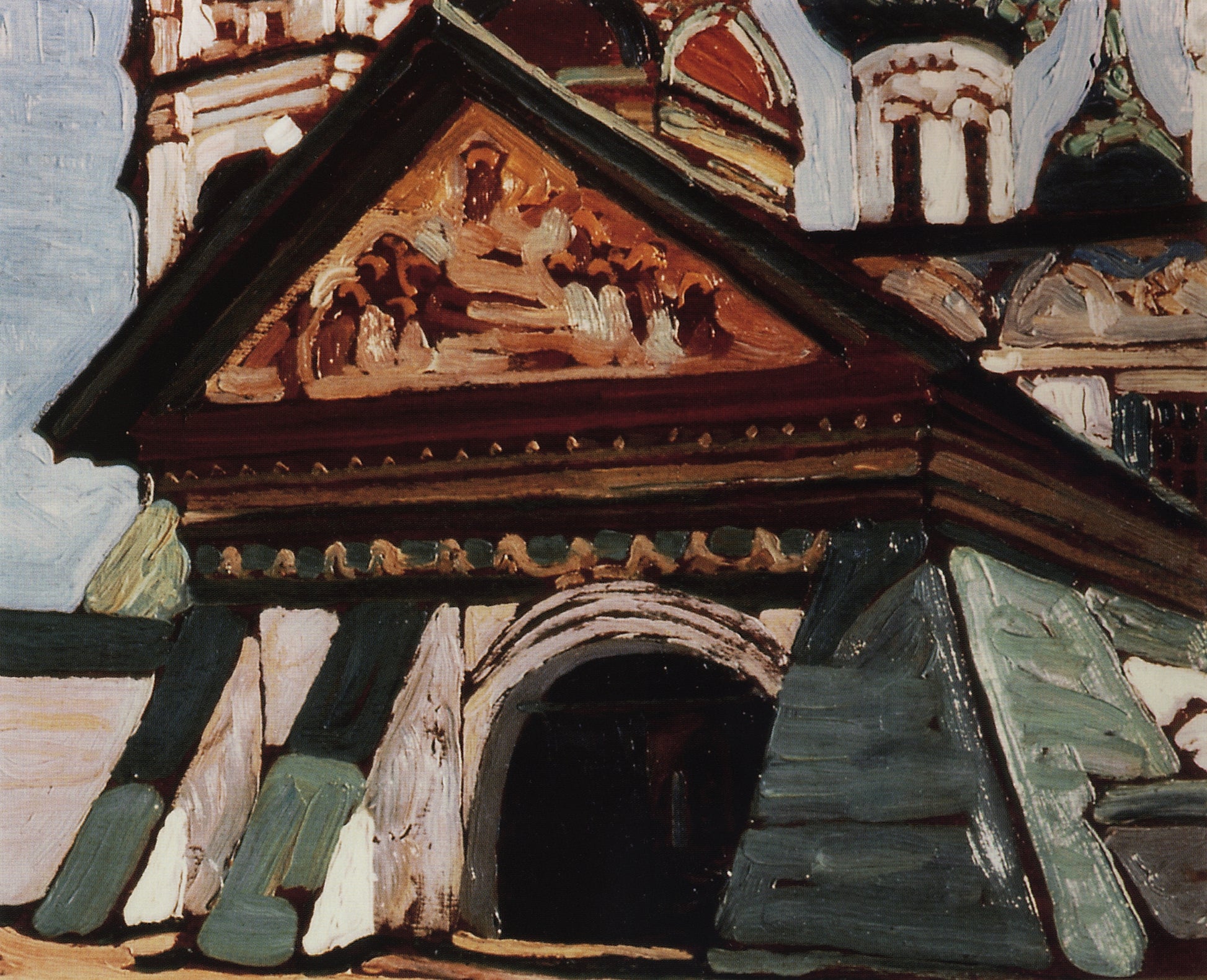 Entrance to the Church of St. Nicholas, Yaroslavl, vintage artwork by Nicholas Roerich, 12x8" (A4) Poster
