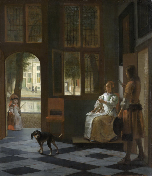 In Empowering a Letter in a House, vintage artwork by Pieter de Hooch, 12x8" (A4) Poster