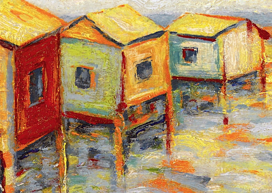 Wharves, vintage artwork by Selden Gile, 12x8" (A4) Poster