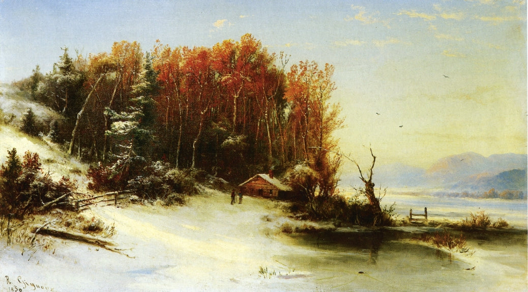 First Snow Along the Hudson, vintage artwork by Regis François Gignoux, A3 (16x12") Poster Print
