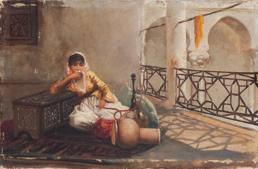 rguile (Algerian Woman Smoking a Water Pipe) by Maxime Noire,A3(16x12")Poster