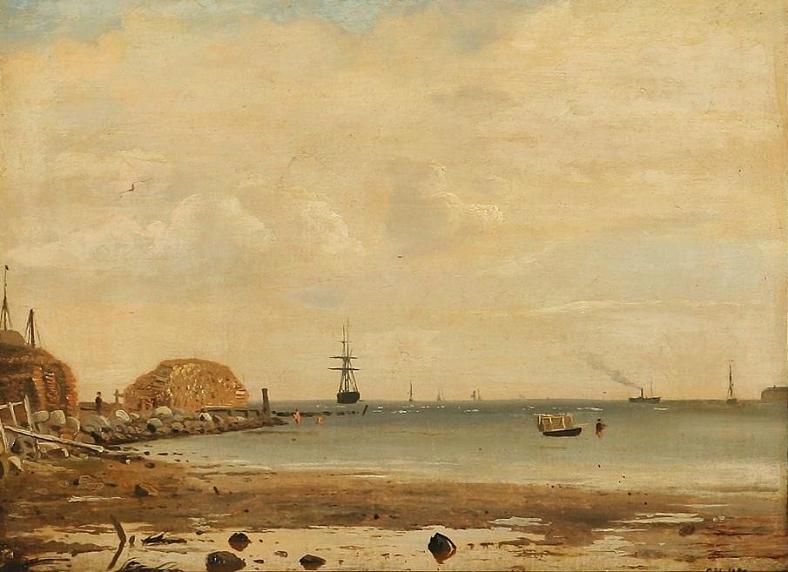 Coastal Scene from Denmark, vintage artwork by Carl Neuman, 12x8" (A4) Poster