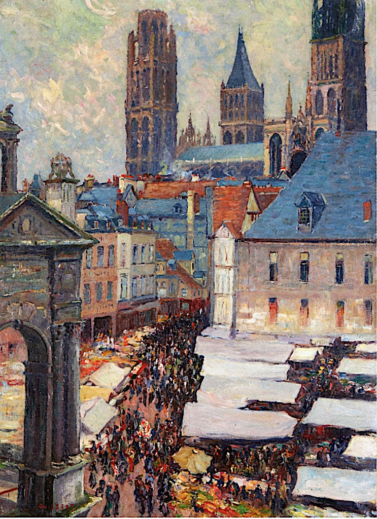 Market Place in Rouen by Narcisse Guilbert,16x12(A3) Poster