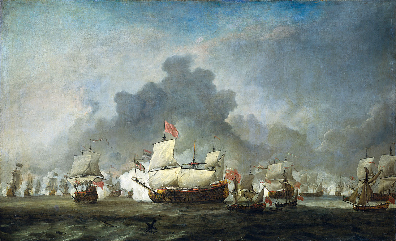 The Battle of Solebay, 7 June 1672, vintage artwork by Willem van de Velde the Younger, 12x8" (A4) Poster