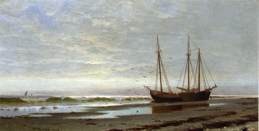 Ashore at Scituate, vintage artwork by Alfred Thompson Bricher, 12x8" (A4) Poster