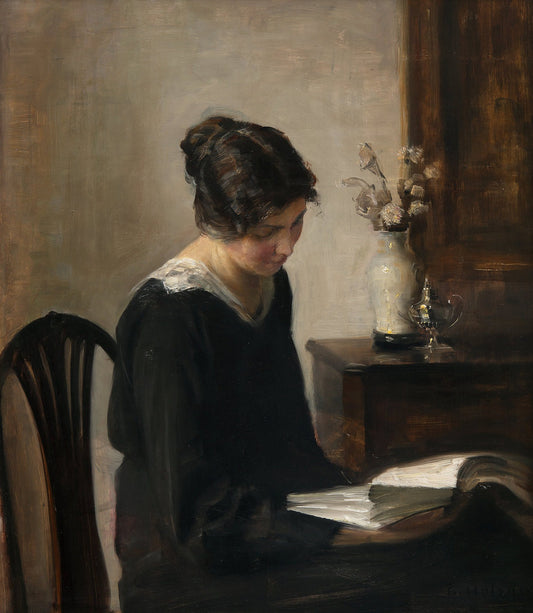 Lady in Black, vintage artwork by Carl Vilhelm Holsøe, 12x8" (A4) Poster