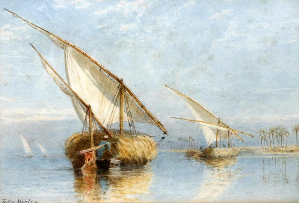 On the Nile, vintage artwork by John Varley the Younger, 12x8" (A4) Poster