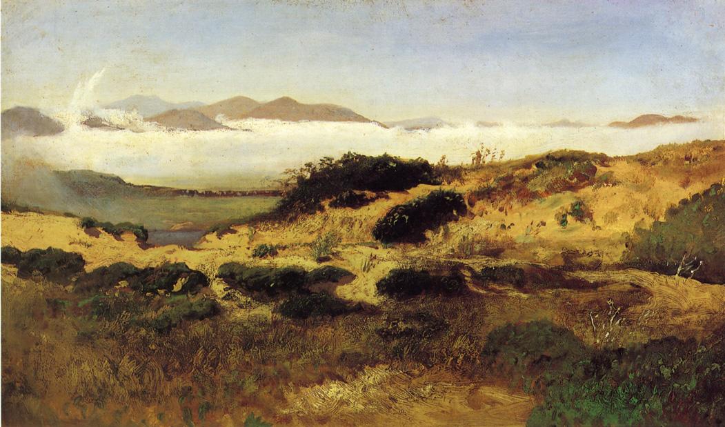 Sand Dunes and Fog, San Francisco, vintage artwork by William Keith, 12x8" (A4) Poster
