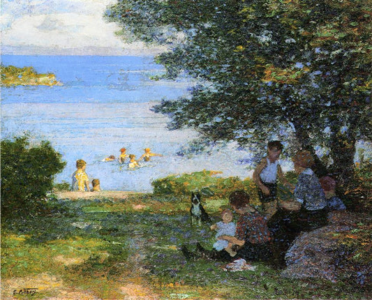 by  the Water, vintage artwork by Edward Henry Potthast, 12x8" (A4) Poster