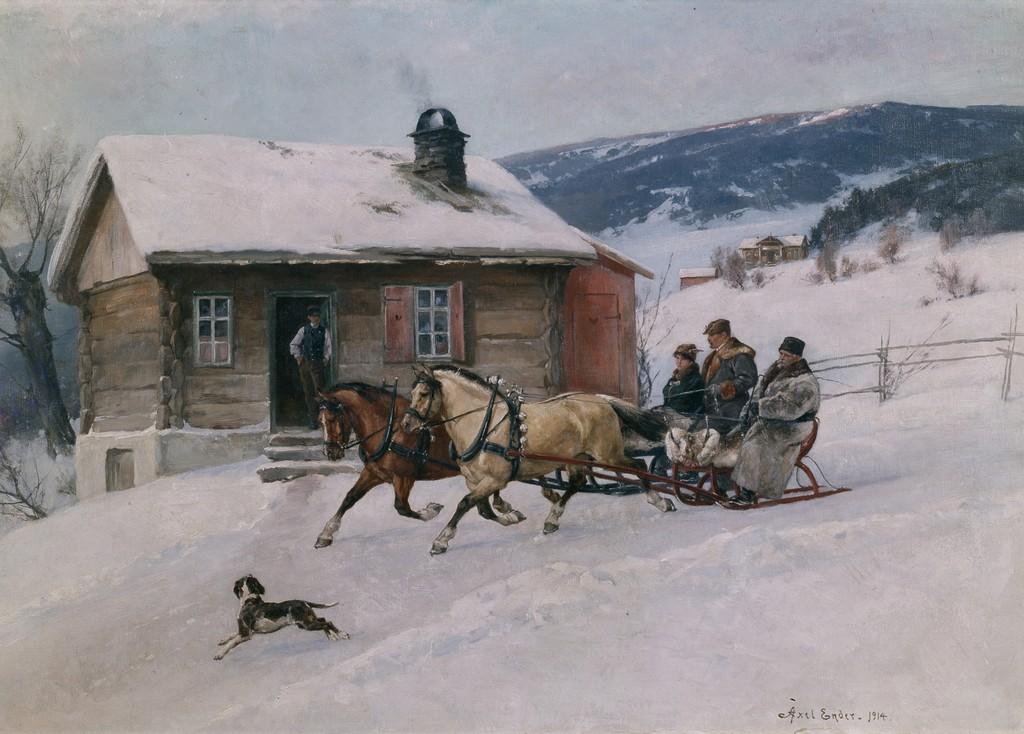 Sledge Riding by Axel Hjalmar Ender,A3(16x12")Poster