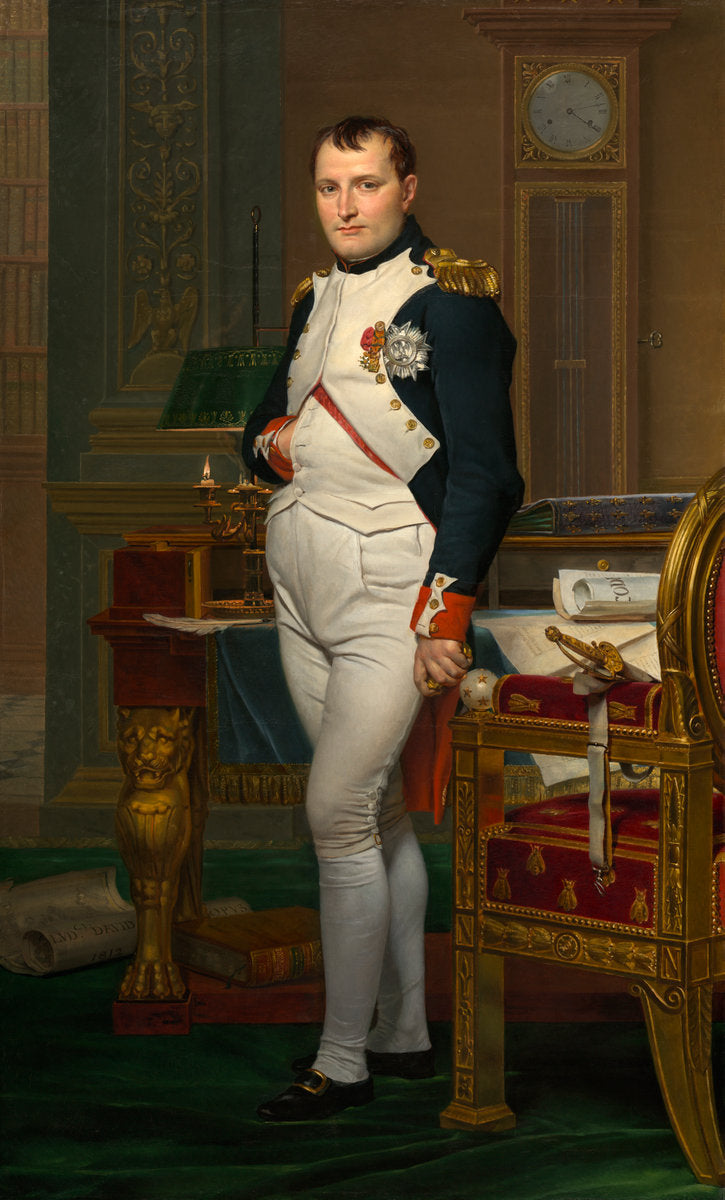 The Emperor Napoleon in his Study at the Tuileries (Washington version), vintage artwork by Jacques-Louis David, 12x8" (A4) Poster