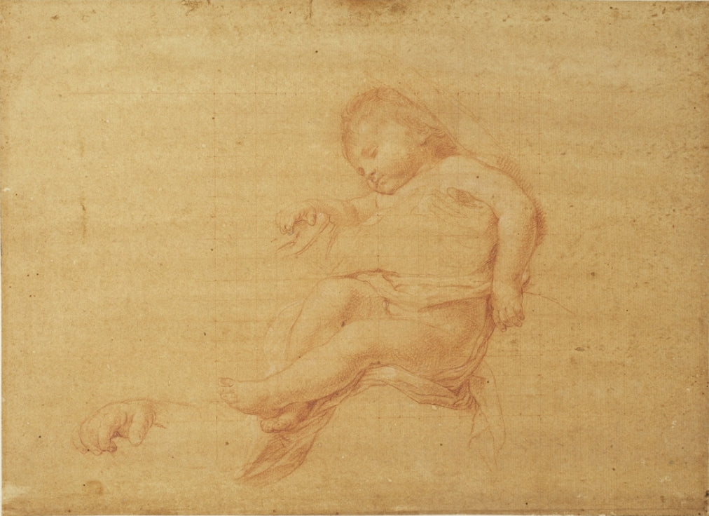 The Christ Child Asleep, Study for 'Holy Family', vintage artwork by Pompeo Batoni, 12x8" (A4) Poster