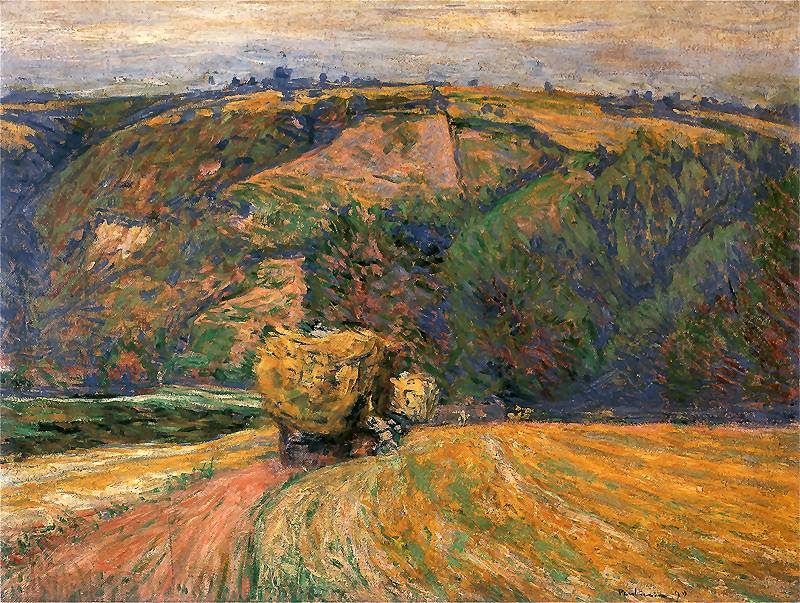 Wagon with hay, vintage artwork by Jozef Pankiewicz, 12x8" (A4) Poster