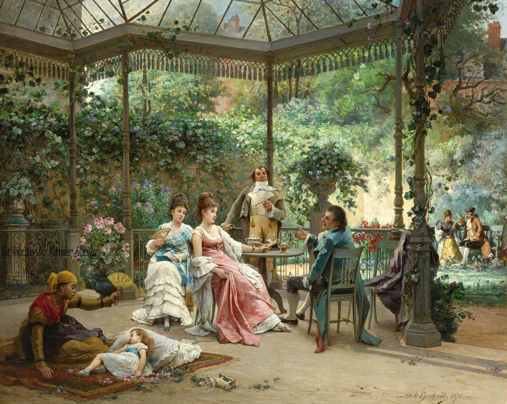 Afternoon Idyll, vintage artwork by Adrien De Boucherville, 12x8" (A4) Poster