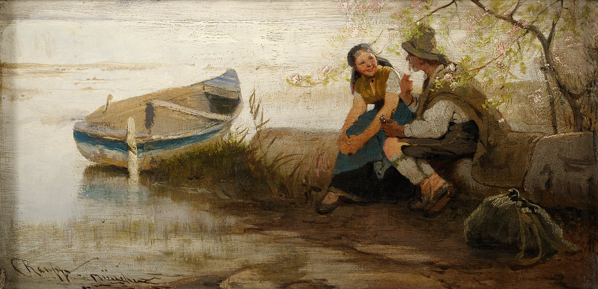 On the Lake, vintage artwork by Karl Raupp, 12x8" (A4) Poster